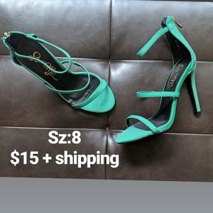 Emerald green sandal stilettos